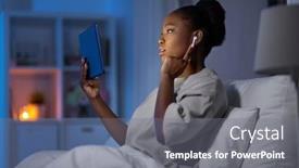  Presentation with computer music - PPT theme with technology-internet-and-people-concept background and a gray colored foreground