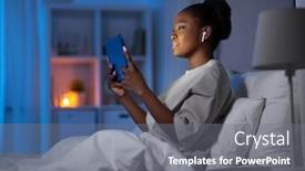  Presentation with computer music - PPT theme having technology-internet-and-people-concept background and a gray colored foreground