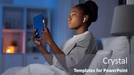  Presentation with computer music - Presentation design consisting of technology-internet-and-people-concept background and a gray colored foreground