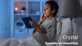  Presentation with wireless internet - PPT theme with technology-internet-and-people-concept background and a dark gray colored foreground