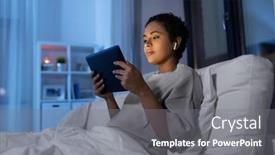  Presentation with wireless internet - Slide set with technology-internet-and-people-concept background and a gray colored foreground