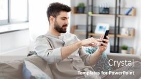  Presentation with internet communication - Slide set consisting of technology-internet-communication-and-people background and a gray colored foreground