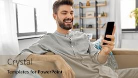  Presentation with internet communication - Slide set having technology-internet-communication-and-people background and a coral colored foreground