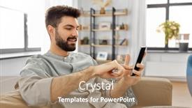  Presentation with internet communication - Colorful theme enhanced with technology-internet-communication-and-people backdrop and a coral colored foreground