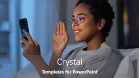  Presentation with internet communication - Beautiful PPT theme featuring technology-internet-communication-and-people backdrop and a gray colored foreground