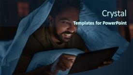  Presentation with internet communication - Slide set consisting of technology-internet-communication-and-people background and a navy blue colored foreground