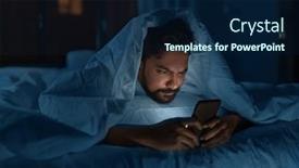  Presentation with internet communication - Slide set having technology-internet-communication-and-people background and a navy blue colored foreground