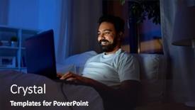  Presentation with internet communication - Presentation theme enhanced with technology-internet-communication-and-people background and a dark gray colored foreground