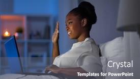  Presentation with internet communication - Audience pleasing presentation theme consisting of technology-internet-communication-and-people backdrop and a gray colored foreground