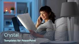  Presentation with internet communication - Slide deck enhanced with technology-internet-communication-and-people background and a ocean colored foreground