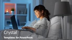  Presentation with internet communication - Audience pleasing presentation theme consisting of technology-internet-communication-and-people backdrop and a gray colored foreground