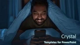  Presentation with internet communication - Colorful theme enhanced with technology-internet-communication-and-people backdrop and a navy blue colored foreground