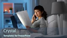  Presentation with internet communication - Theme enhanced with technology-internet-communication-and-people background and a ocean colored foreground