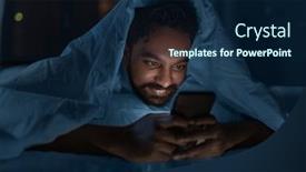  Presentation with internet communication - Colorful presentation design enhanced with technology-internet-communication-and-people backdrop and a navy blue colored foreground