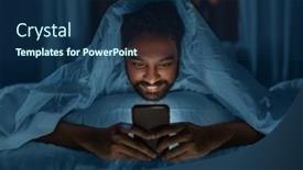  Presentation with internet communication - PPT layouts consisting of technology-internet-communication-and-people background and a navy blue colored foreground