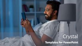  Presentation with internet communication - Beautiful theme featuring technology-internet-communication-and-people backdrop and a gray colored foreground