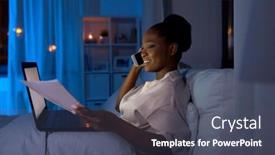  Presentation with internet communication - Slides consisting of technology-internet-communication-and-people background and a dark gray colored foreground