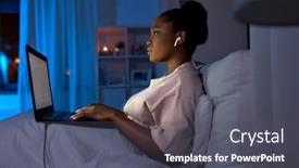  Presentation with internet communication - Colorful theme enhanced with technology-internet-communication-and-people backdrop and a dark gray colored foreground