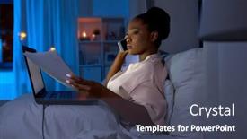  Presentation with internet communication - Audience pleasing presentation theme consisting of technology-internet-communication-and-people backdrop and a dark gray colored foreground