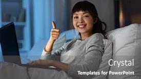  Presentation with internet communication - Cool new presentation theme with technology-internet-communication-and-people backdrop and a gray colored foreground