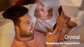  Presentation with internet communication - Slide set with technology internet and communication concept background and a tawny brown colored foreground