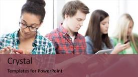  Presentation with technology students - Cool new slides with technology and internet concept - students backdrop and a violet colored foreground