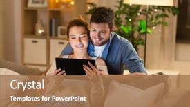  Presentation with internet - Slide deck enhanced with technology internet and people concept background and a coral colored foreground