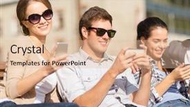  Presentation with technology and education - Slide set consisting of technology internet summer holidays social background and a lemonade colored foreground