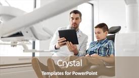  Presentation with healthcare patient technology - Colorful PPT theme enhanced with technology ipad - medicine dentistry and healthcare concept backdrop and a coral colored foreground