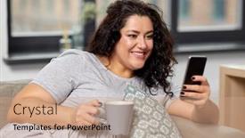  Presentation with tea coffee - Slide set with technology-leisure-and-people-concept background and a coral colored foreground