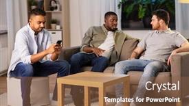  Presentation with people talking - PPT layouts enhanced with technology-leisure-and-people-concept background and a tawny brown colored foreground