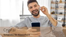  Presentation with technology - Slides having technology-leisure-and-people-concept background and a coral colored foreground