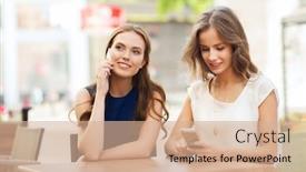  Presentation with smartphones - Colorful presentation theme enhanced with technology-lifestyle-friendship-communication backdrop and a coral colored foreground