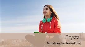  Presentation with computer music - Audience pleasing slide set consisting of technology-lifestyle-music-and-people backdrop and a coral colored foreground