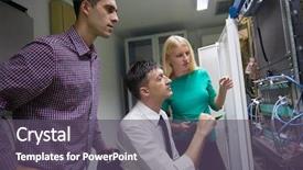  Presentation with computer network - Theme featuring technology management - business people group network engeneers background and a violet colored foreground