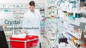  Presentation with pharmacy tablet - Colorful presentation design enhanced with technology management - mid adult male pharmacist counting backdrop and a sky blue colored foreground