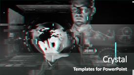  Presentation with mass media - Amazing slide deck having technology mass media and cyberspace backdrop and a dark gray colored foreground