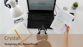  Presentation with mass media - Slides featuring technology-mass-media-and-people background and a coral colored foreground