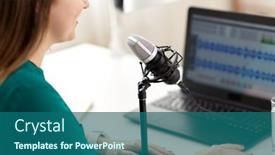  Presentation with podcast - Slide deck featuring technology-mass-media-and-people background and a ocean colored foreground