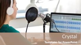  Presentation with mass media - Audience pleasing slide set consisting of technology-mass-media-and-people backdrop and a coral colored foreground