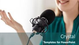  Presentation with podcast - Presentation consisting of technology-mass-media-and-people background and a ocean colored foreground