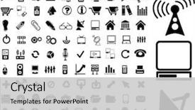  Presentation with vector - Presentation theme enhanced with technology media icons signs vector background and a light gray colored foreground