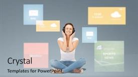  Presentation with web technology - PPT layouts featuring technology music and happiness concept background and a  colored foreground