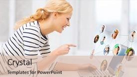  Presentation with internet communication - Colorful PPT theme enhanced with technology networking and internet concept backdrop and a lemonade colored foreground