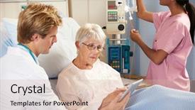  Presentation with doctor and patient medical consultation - Cool new slides with technology nursing - doctor using digital tablet backdrop and a soft green colored foreground
