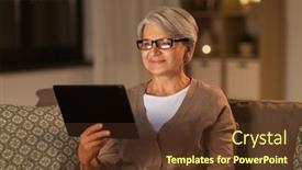  Presentation with old age - Theme with technology-old-age-and-people background and a tawny brown colored foreground