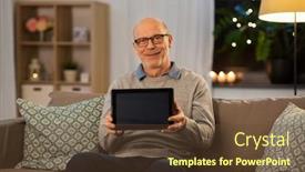  Presentation with old age - Presentation theme consisting of technology-old-age-and-people background and a tawny brown colored foreground