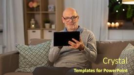  Presentation with old age - Colorful PPT theme enhanced with technology-old-age-and-people backdrop and a tawny brown colored foreground