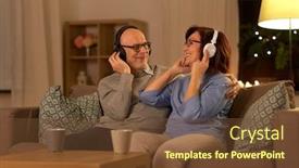  Presentation with old music - Audience pleasing PPT theme consisting of technology-old-age-and-people backdrop and a tawny brown colored foreground