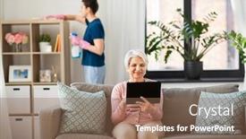  Presentation with old age - Slides having technology-old-age-and-people background and a violet colored foreground